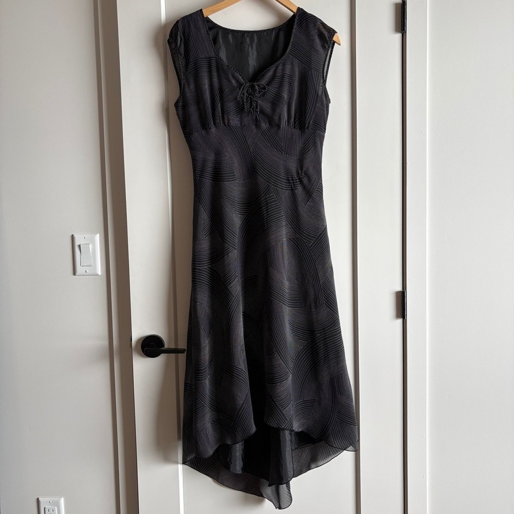 Vintage y2k 90s Elegant Black Sleeveless Dress - m - corset asymmetrical dots